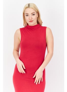 French Connection Women Solid Sleeveless Maxi Dress, Red  - Image 2