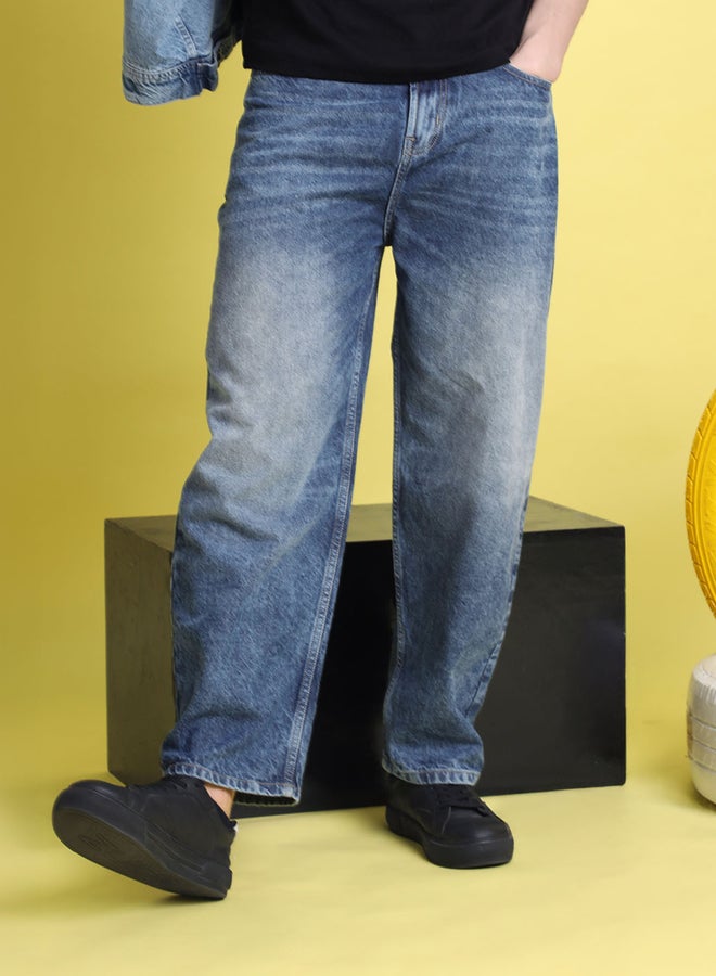 Take Two Men Baggy Fit Light Faded Jeans By Bene Kleed - Image 1