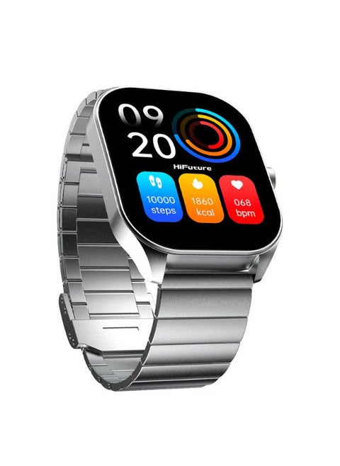 FutureFit Apex Stainless Steel Smart Watch, 2.04 Inch Display, Black