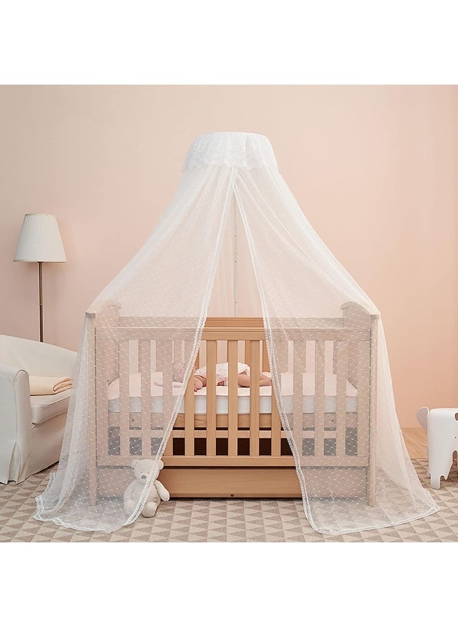 HanYun - HanYun Baby Crib Safety Pop Up Tent, 55" x 51" x 27" Crib Canopy Protect Baby from Crib Rails, Baby Bed Netting Crib Tent Cover to Keep Baby from Climbing Out - See Through Mesh Nursery Mosquito Net - Image 1