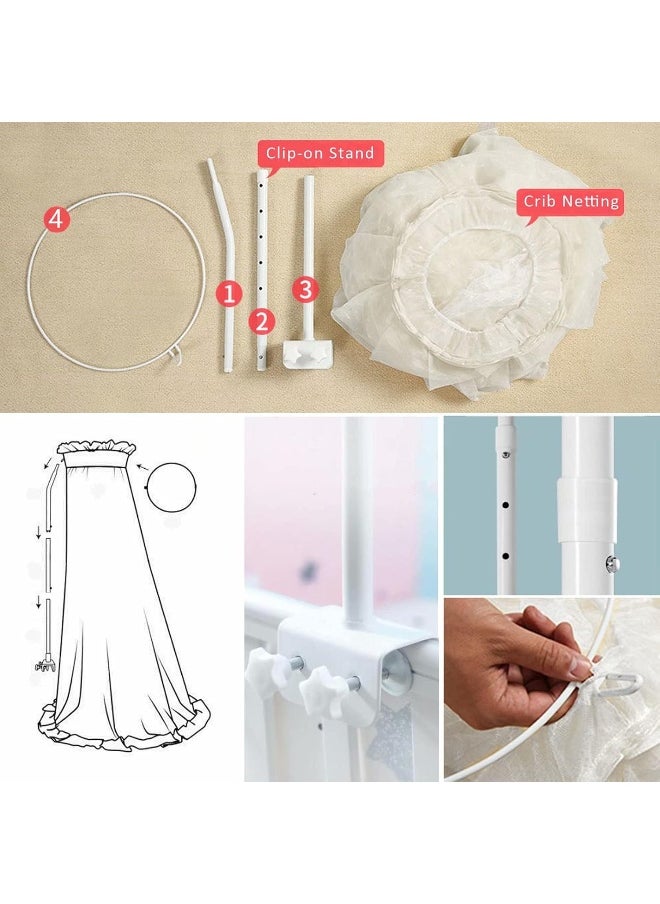 HanYun - HanYun Baby Crib Safety Pop Up Tent, 55" x 51" x 27" Crib Canopy Protect Baby from Crib Rails, Baby Bed Netting Crib Tent Cover to Keep Baby from Climbing Out - See Through Mesh Nursery Mosquito Net - Image 1