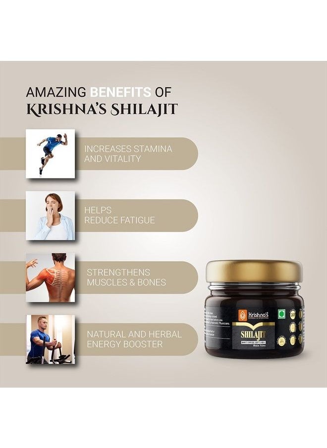 Krishna's Pure shilajit/silajit/shilajeet Original Resin, Stamina Booster, Himalayan Shudh shilajit, Made in India - 30g