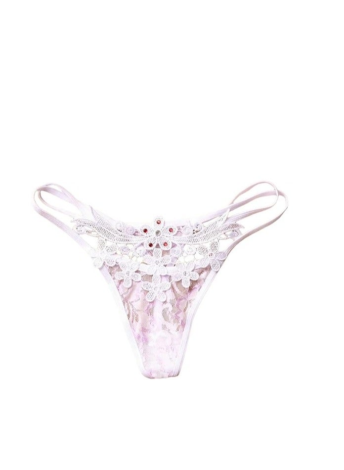 Women Lace Mid Rise Brief Underwear Breathable Scallop Trim Panties.  - Image 4