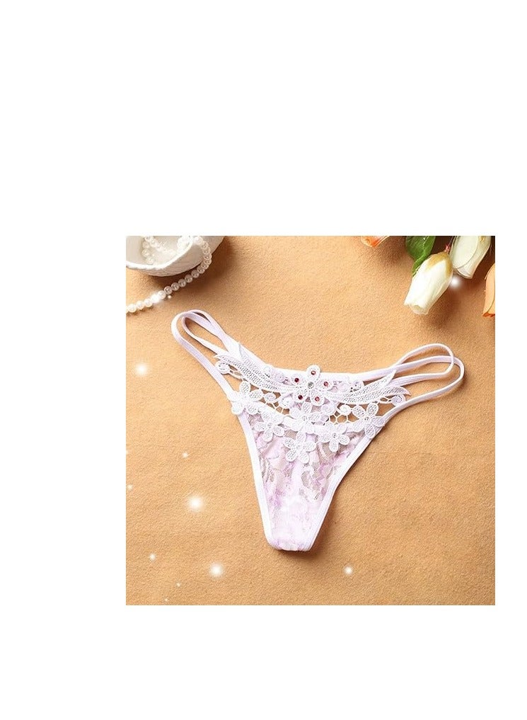 Women Lace Mid Rise Brief Underwear Breathable Scallop Trim Panties.  - Image 5