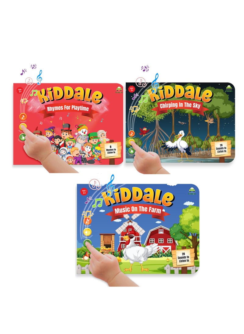 Kiddale Pack of 3 Interactive Nursery Rhyme Books 40 Classical Farm and Bird Rhymes 28 Sounds Each  - Image 2