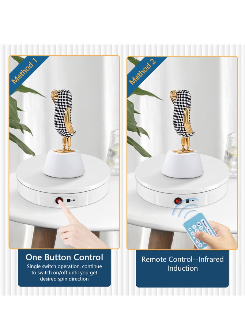 KASTWAVE حامل عرض دوار 30سم قابل للشحن مع محرك دوار سعة 100كجم هادئ للغاية منصة كهربائية دوارة بزاوية وسرعة واتجاه قابل للتعديل لعرض المجوهرات والنماذج (أبيض) - Image 4