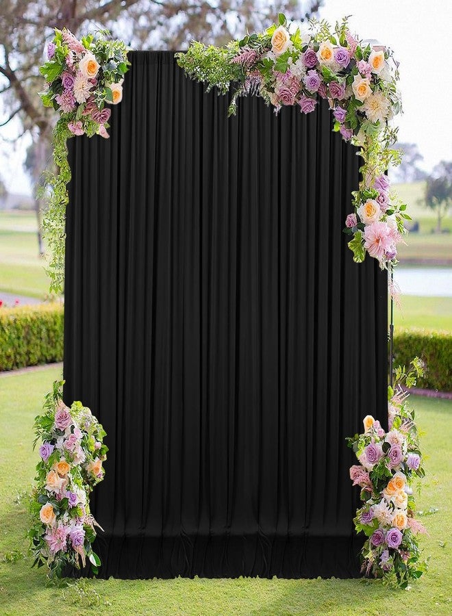 MEETSKY Black Backdrop Curtain for Party Backdrop Drapes Panels with Rod Pockets Polyester Fabric Curtain Backdrop Black Birthday Party Home Decor for Boys Teens Men, 5ft x 8ft, 2 Panels - Image 1