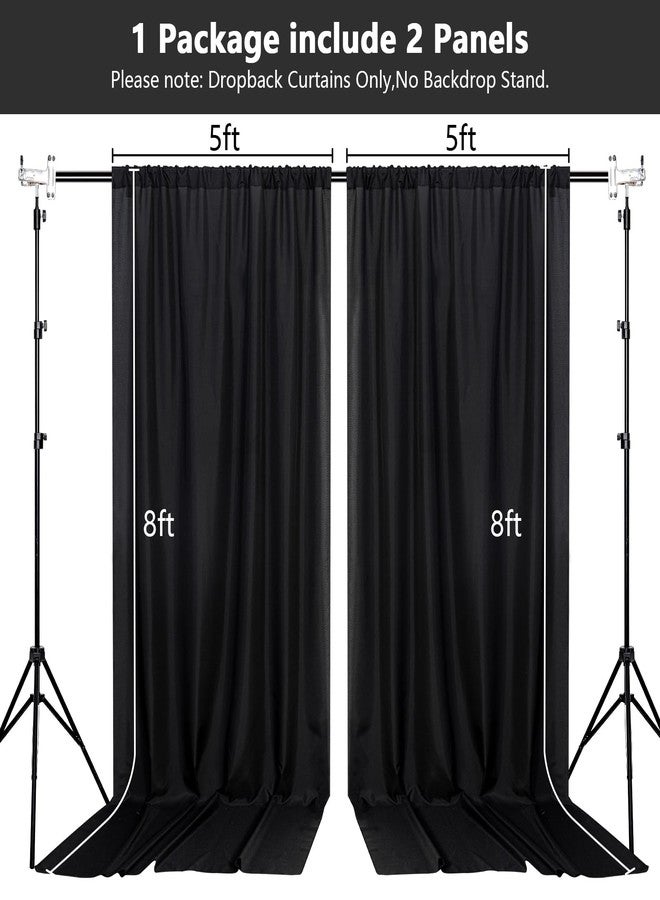MEETSKY Black Backdrop Curtain for Party Backdrop Drapes Panels with Rod Pockets Polyester Fabric Curtain Backdrop Black Birthday Party Home Decor for Boys Teens Men, 5ft x 8ft, 2 Panels - Image 3
