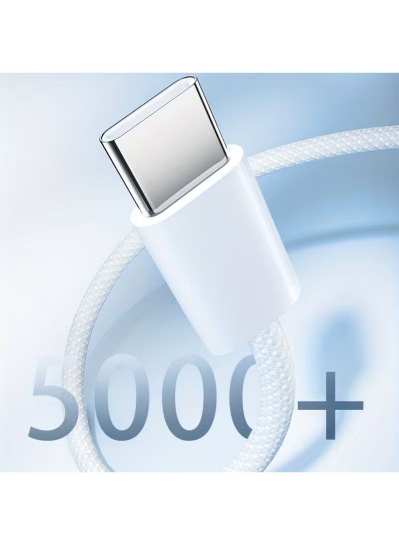 زدترون كابل USB-C إلى USB-C بطول 1 متر، بقوة 60 واط، مضفر، يدعم الشحن السريع، كابل شحن سريع بتقنية Power Delivery PD من النوع C، متوافق مع iPhone 15/15 Pro/15 Plus/15 Pro Max، وiPad Mini/Pro، وMacBook Pro/Air، أبيض - Image 5