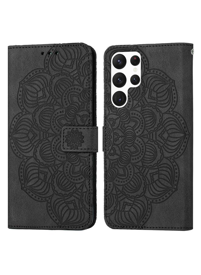 اس-توب جراب لهاتف Samsung Galaxy S23 Ultra 5G جراب هاتف جلدي قابل للطي منقوش بنقوش ماندالا - Image 1