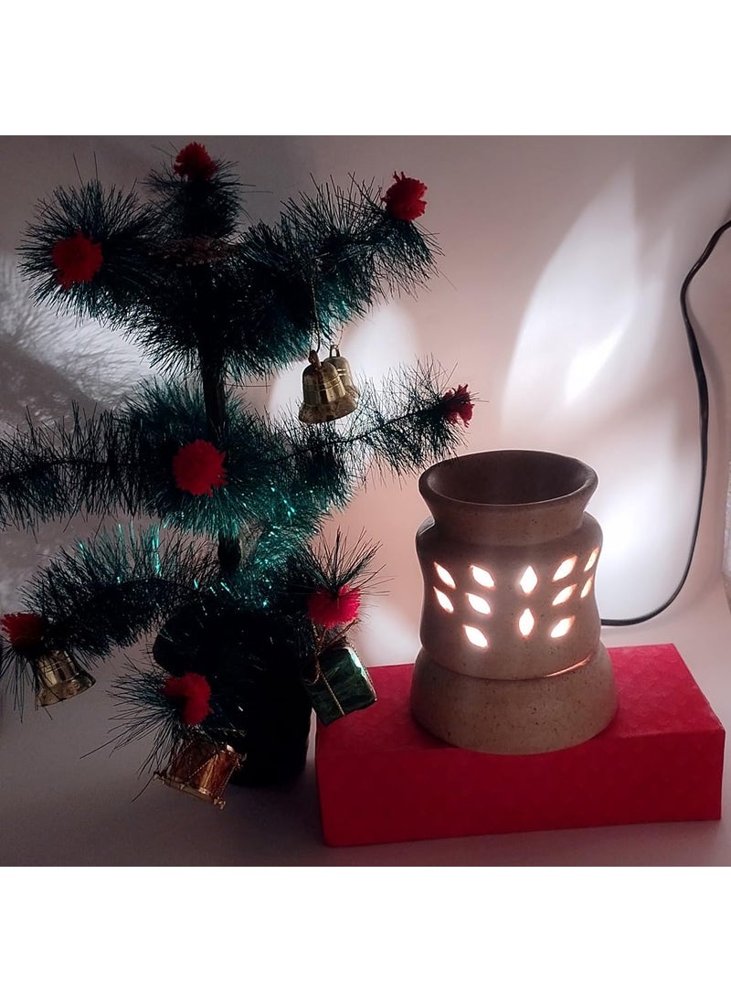 MAGICKAL MOON Electric Ceramic Oil Diffuser with 2 Essential Oils Stone Brown Leaf Pattern 8 x 115 cm Each 10ml SNSSC0055  - Image 4