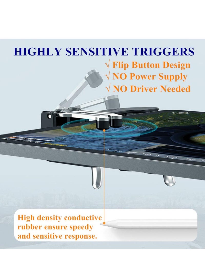 PUBG Controller for Tablet 4 Triggers 【6 Finger Operation】 Sensitive Shoot Aim Trigger Gamepad Grip, Support 9.7-12.9 inch iPad  Tablet - Image 3