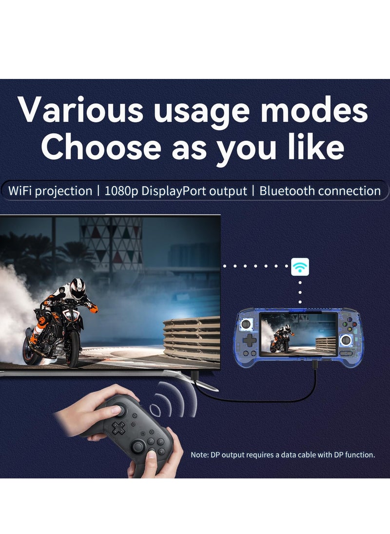 ANBERNIC  - RG556 Retro Handheld Game Console 5.48-inch Touch AMOLED Screen Unisoc T820 Android 13 OS 8GB LPDDR4X Built-in 128G+256G SD Card WiFi Video Games Player(Blue Translucent) - Image 1