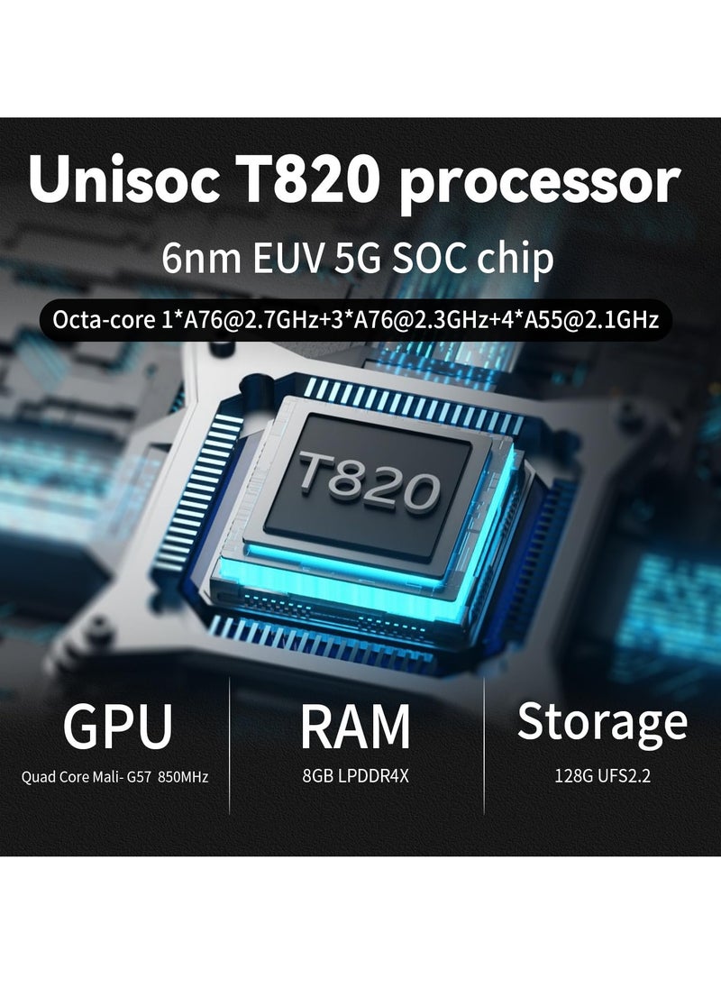 ANBERNIC  - RG556 Retro Handheld Game Console 5.48-inch Touch AMOLED Screen Unisoc T820 Android 13 OS 8GB LPDDR4X Built-in 128G+256G SD Card WiFi Video Games Player(Blue Translucent) - Image 1