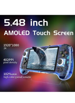 RG556 Retro Handheld Game Console 5.48-inch Touch AMOLED Screen Unisoc T820 Android 13 OS 8GB LPDDR4X Built-in 128G+256G SD Card WiFi Video Games Player(Blue Translucent) - pzsku/Z9E19987A8A2484F89810Z/45/_/1731255143/69bc0104-1de1-4e8f-8140-2559c65f094c