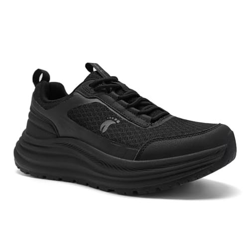 OrthoComfoot Women's Orthopedic Tennis Shoes: Fit Orthotic Neuropathy Recovery Arch Support Plantar Fasciitis Heel Spurs Metatarsal Trail Sneakers, Outdoor Golf Bowling Hiking Training Walking Shoes Black Size 9 - Image 1
