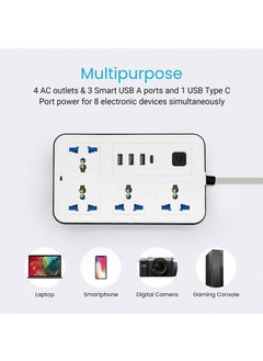 Generic Universal Extension Cord with 4 Power Socket and 3 USB Slots 3 meter 4 Way Power Strip with USB type C PD Charging slot Extension Lead 3 meter  - Image 4