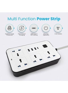 Generic Universal Extension Cord with 4 Power Socket and 3 USB Slots 3 meter 4 Way Power Strip with USB type C PD Charging slot Extension Lead 3 meter  - Image 5