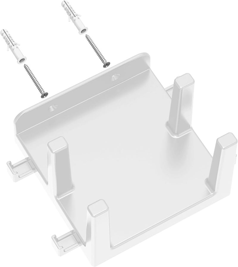 White Wall Mount Shelf Double Slot For Modems Electronics Up To 45mm Thickness Storage Bracket - Image 1
