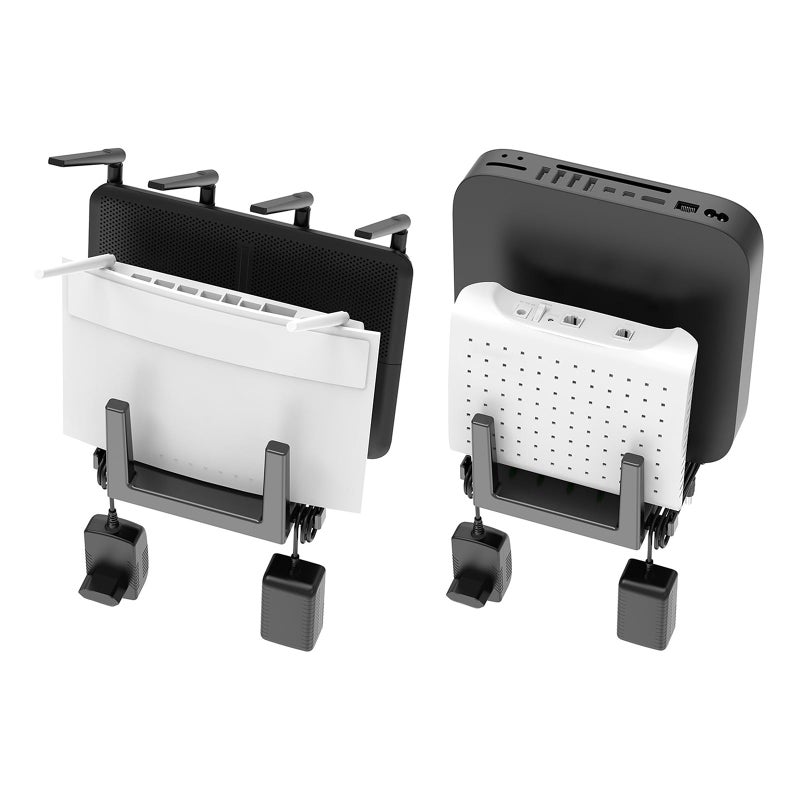 White Wall Mount Shelf Double Slot For Modems Electronics Up To 45mm Thickness Storage Bracket - Image 4