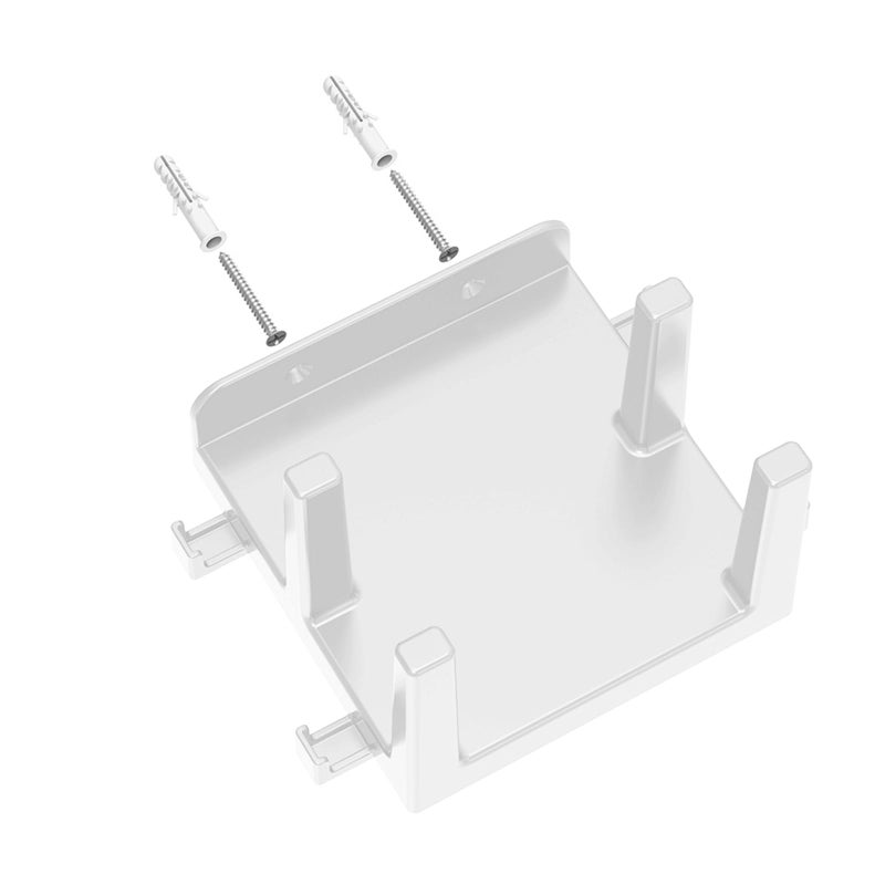 White Wall Mount Shelf Double Slot For Modems Electronics Up To 45mm Thickness Storage Bracket - Image 2