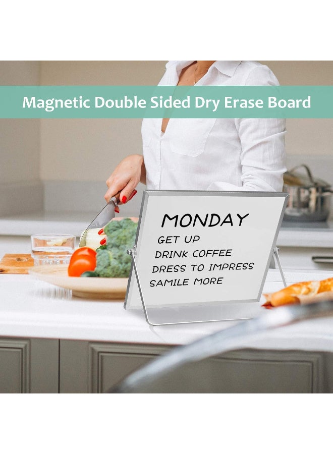 عالية الجودة سبورة بيضاء مغناطيسية قابلة للمسح الجاف، سبورة بيضاء مزدوجة الجوانب بحجم 30 × 40 سم مع حامل، مجموعة سبورة بيضاء صغيرة محمولة للرسم والمكتب والمنزل والمدرسة - Image 4