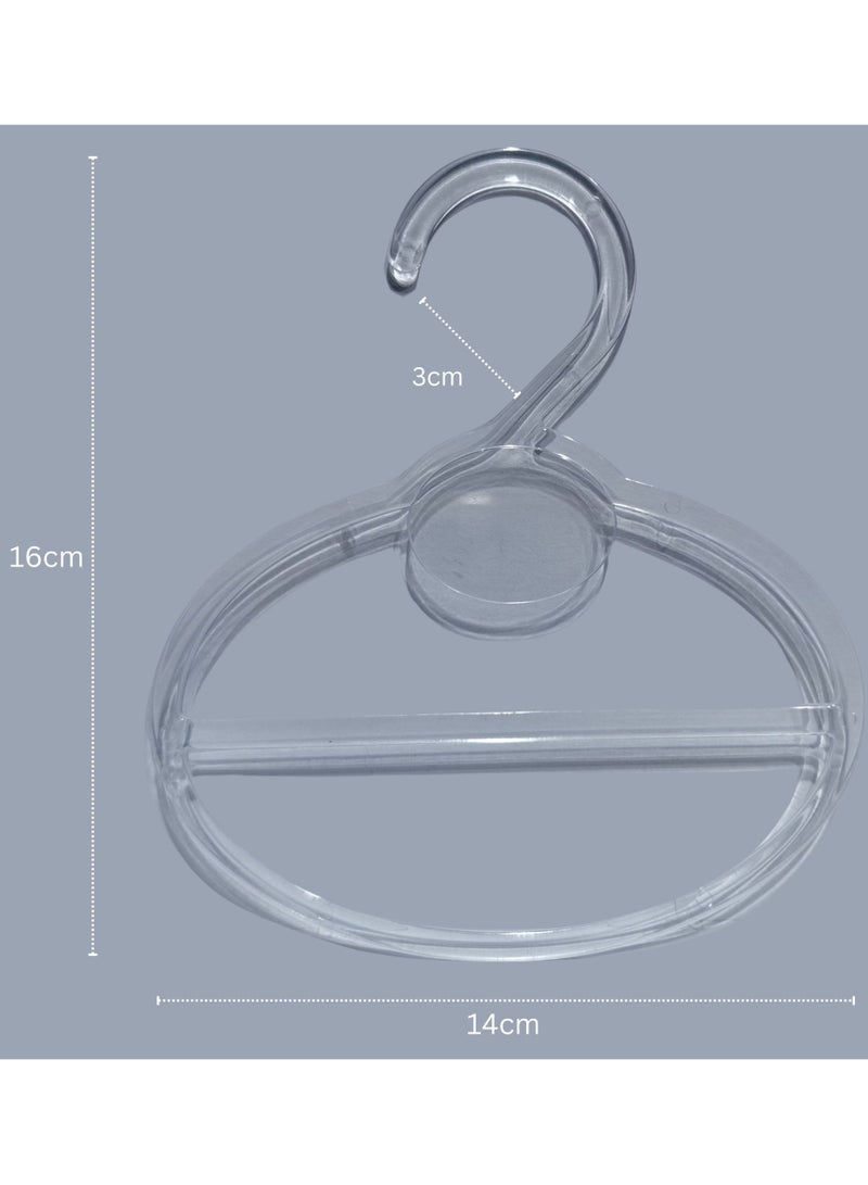 أورتوك 12 قطعة شماعات شال بلاستيكية غير قابلة للانزلاق، شماعات ملابس موفرة للمساحة، منشفة حمام متعددة الأغراض، شماعات حجاب شفافة لملابس الرأس، شماعات حجاب شفافة لأربطة الرأس، أوشحة، حزام فرز خزانة الملابس 14x16 سم - Image 2