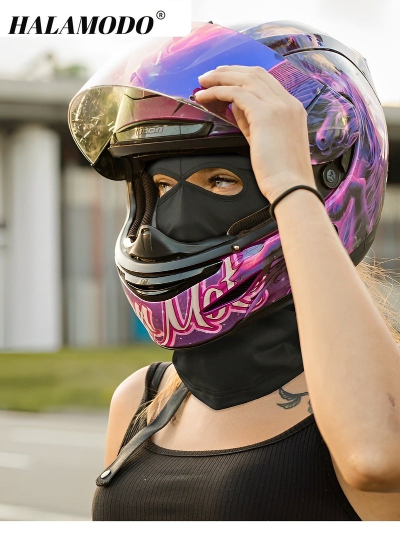 Halamodo Motorcycle Full Protection Face Mask Riding Face Mask Soft Head Mask Full Face Cover Windproof Sun UV Protection Outdoor Sport Cycling Mask for Men & Women - Image 3