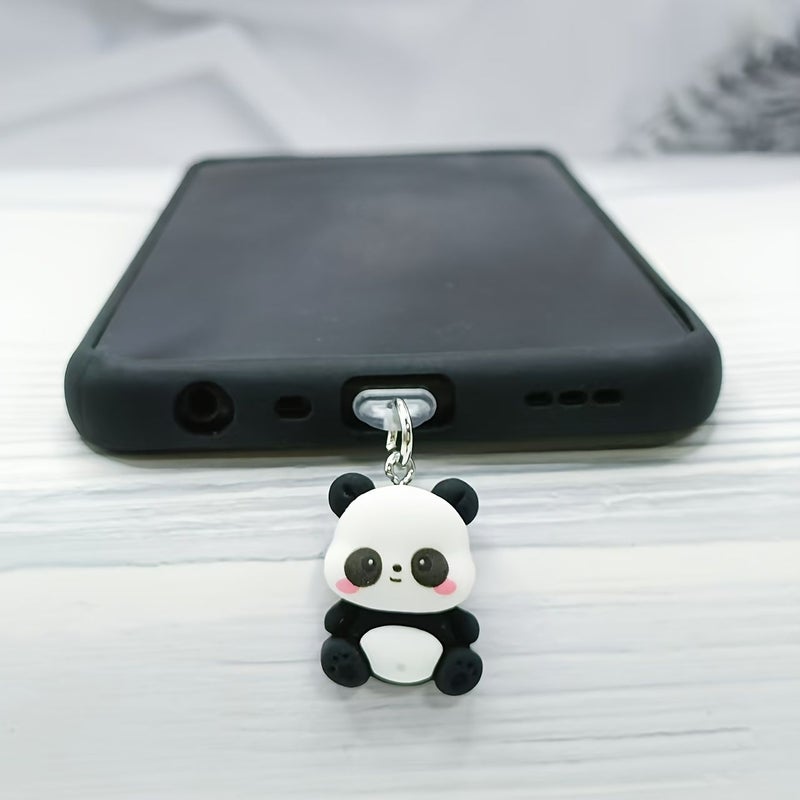 1pc Charming Panda Resin Pendant Jewelry Dust Plug For Iphone 5 To 14 Protect Your Phone Charging Port - Image 3