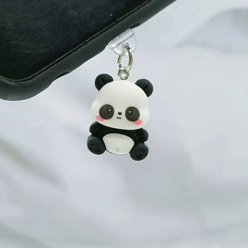 1pc Charming Panda Resin Pendant Jewelry Dust Plug For Iphone 5 To 14 Protect Your Phone Charging Port - Image 4