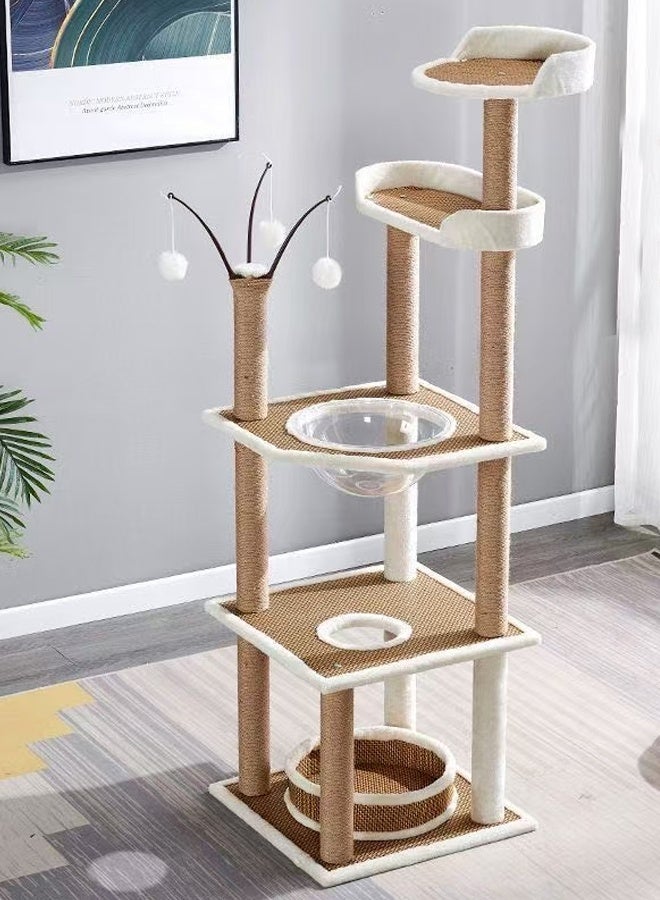 fashionhome Cat Climbing Tree and Cat Climbing Frame with Scratching Posts, Multi-Level Cat Tower for Large and Multiple Cats, Durable Cat Playhouse with Platforms, Perches, and Cozy Hideouts for Active Indoor Cats 50 x 50 x 164 cm. - Image 1