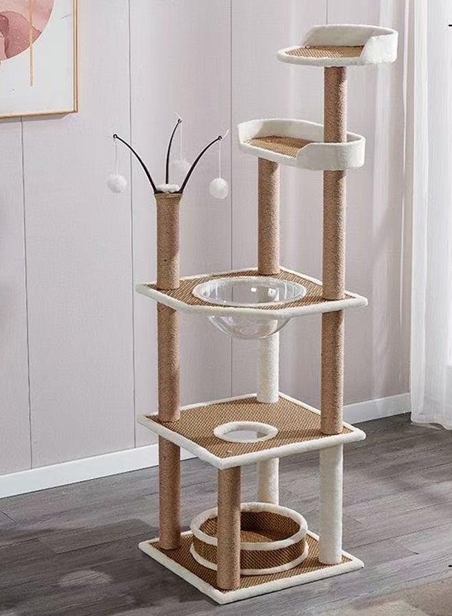 fashionhome Cat Climbing Tree and Cat Climbing Frame with Scratching Posts, Multi-Level Cat Tower for Large and Multiple Cats, Durable Cat Playhouse with Platforms, Perches, and Cozy Hideouts for Active Indoor Cats 50 x 50 x 164 cm. - Image 5