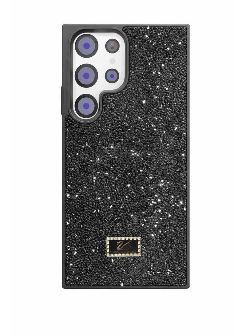 VR CREATIVE Luxury Glitter Diamond Phone Case for Samsung Galaxy S23 Ultra Sparkling Rhinestone Bling Protective Cover - Black - Image 1
