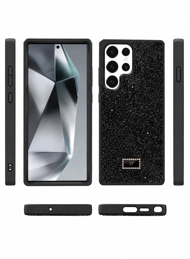 VR CREATIVE Luxury Sparkling Crystal Rhinestone Protective Phone Case Cover for Samsung Galaxy S23 Ultra – Black - Image 3
