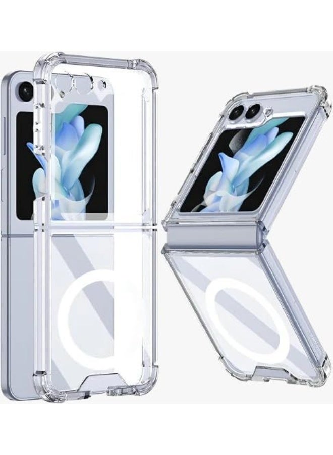 AKSESORY Crystal Clear Protective Case for Samsung Foldable Smartphones, Transparent Shockproof Phone Cover, Slim Fit Anti Scratch Back Case, Lightweight Durable Protection (6.7 inch, Galaxy Z Flip 5) - Image 1