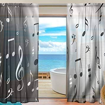 K30 3D Music Digital Printed Polyester Fabric Curtains for Bed Room Kids Room Living Room Color Grey WindowDoorLong Door DN 789 4 x 5 Feet Size 48 x 60 Inch Window 4 - Image 1