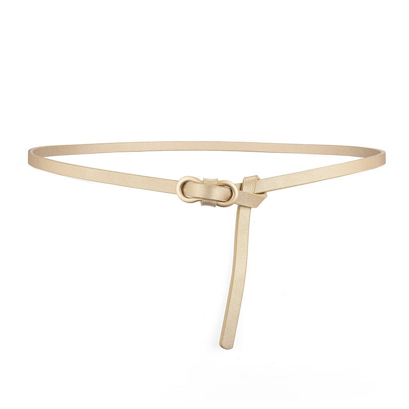 Popular belt womens high-grade fashion all-match dress shirt decorative suit Girls simple thin belt Gold 