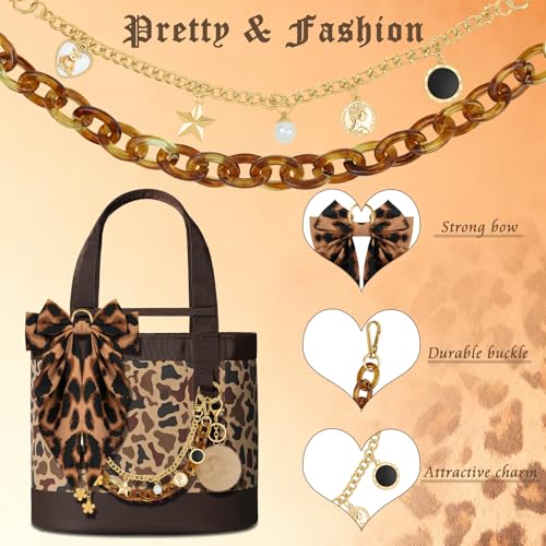 WUQID 5PCS Tote Bag Charms Kit, Bag Accessories for YETI Camino 20/35/50 Carryall & Bogg Beach Tote Bag Decor Kit, Bow, Plush Ball, Flowers Charm, Cuba & Decorative Chain for Girls Women - Image 3