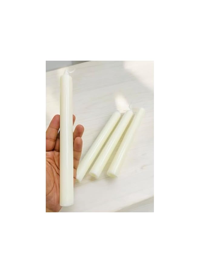 The Bros White Taper Candles, Long 24cm x 2.2cm, Set of 4, Unscented, Candle - Image 3