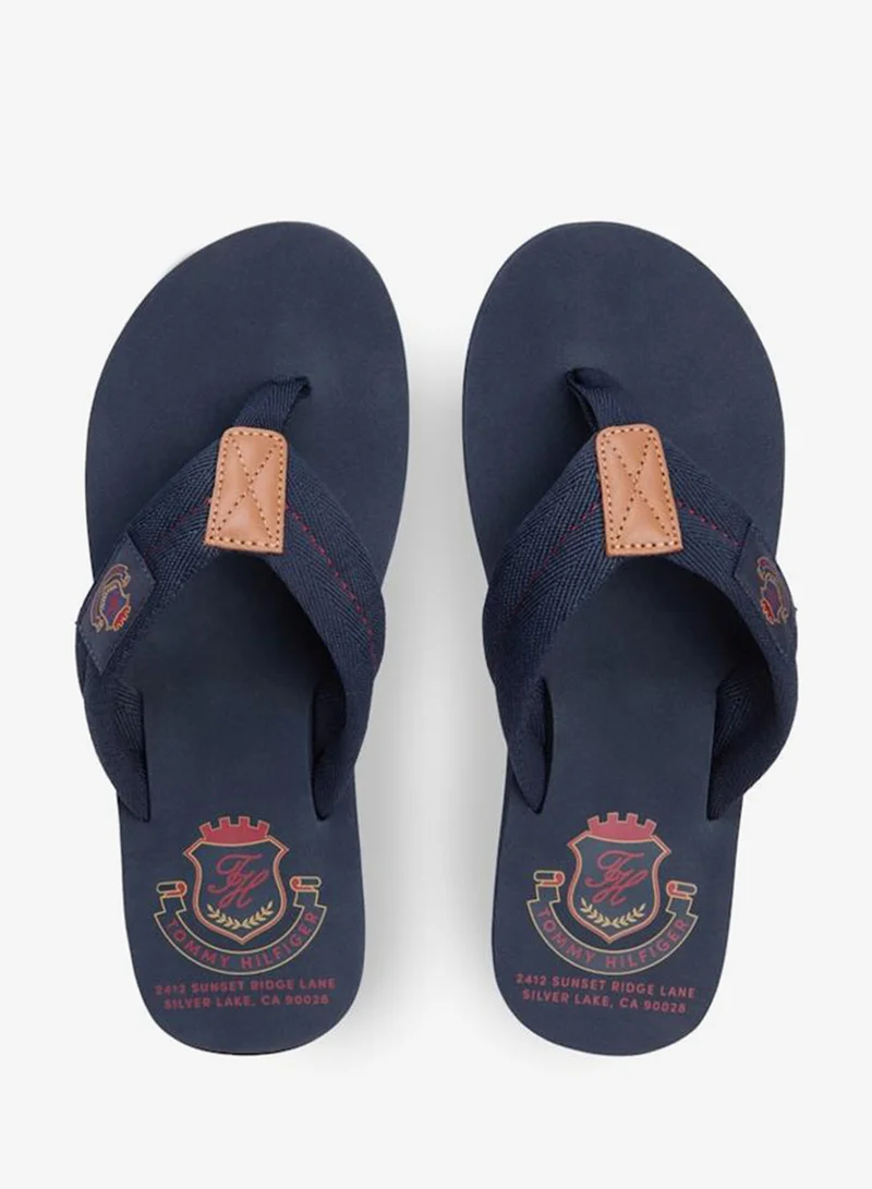 Tommy Hilfiger Desert Sky Crest Patch Webbing Strap Flip-Flops for Men | Best Price UAE