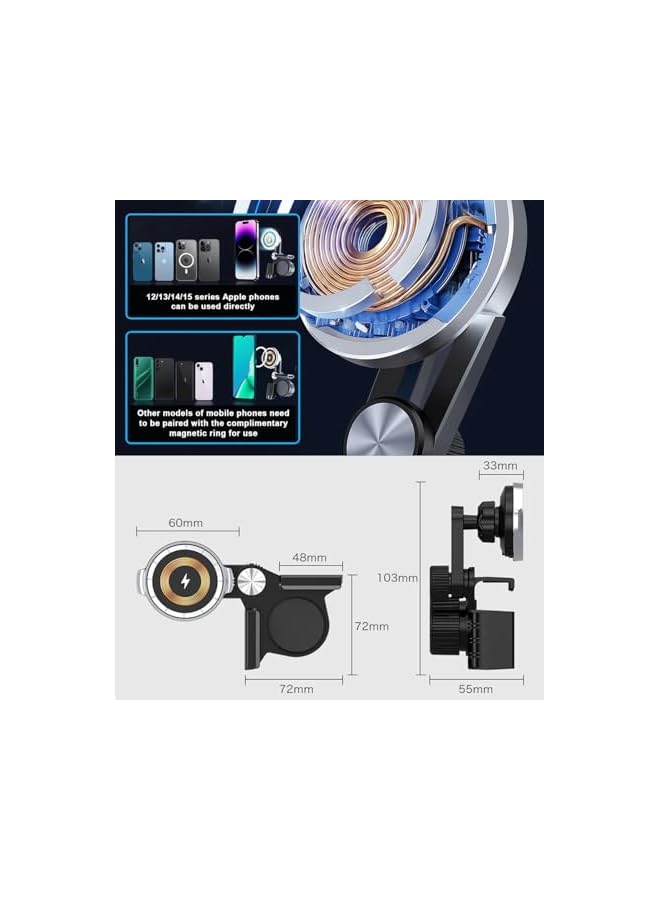 Green Tiger Tesla Phone Mount for Model 3/Y/X/S, 15W MagSafe Wireless Charger, Adjustable Magnetic Car Holder with 360° Rotation, Dashboard Mount for Tesla Screen, Model 3/Y Accessories, Fits All Phones - Image 5