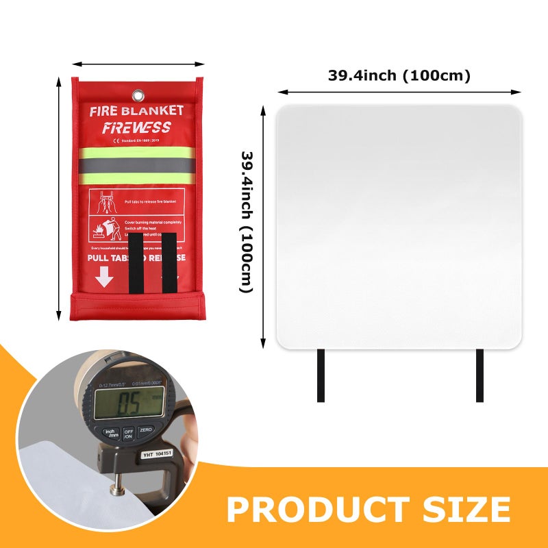 FIREWESS Emergency Fire Blanket, 1 Pack Fiberglass Flame Retardant Fire Blankets Emergency for Home, Kitchen, Car, Office, Grill, 39.4X 39.4inch Fire Extinguisher Blanket - Image 2