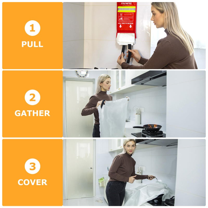 FIREWESS Emergency Fire Blanket, 1 Pack Fiberglass Flame Retardant Fire Blankets Emergency for Home, Kitchen, Car, Office, Grill, 39.4X 39.4inch Fire Extinguisher Blanket - Image 3