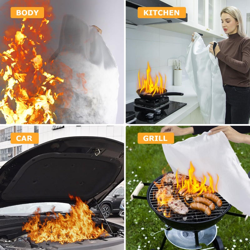 FIREWESS Emergency Fire Blanket, 1 Pack Fiberglass Flame Retardant Fire Blankets Emergency for Home, Kitchen, Car, Office, Grill, 39.4X 39.4inch Fire Extinguisher Blanket - Image 5