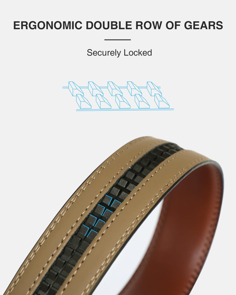CHAOREN Ratchet Belt Replacement Strap 1 3/8”, Leather Belt Strap for 40MM Slide Click Buckle - Image 3