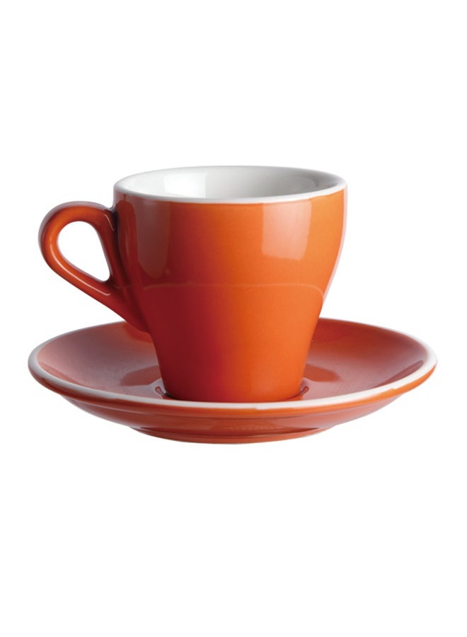 Glazed Coffee Cup And Saucer Set Orange 12.5x12.5x10.5cm  - Image 1