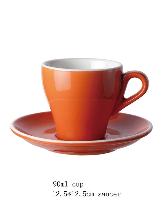Glazed Coffee Cup And Saucer Set Orange 12.5x12.5x10.5cm  - Image 2