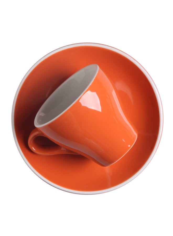 Glazed Coffee Cup And Saucer Set Orange 12.5x12.5x10.5cm  - Image 3