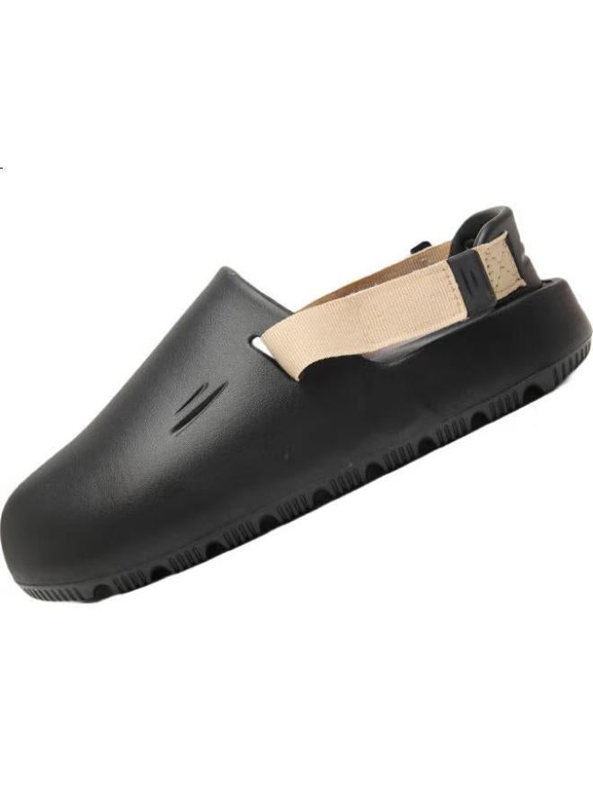 Scarecrow Men'S Hollow Out Shoes With Toe Cap Outdoor Coconut Thick Bottom Summer Beach Dual-Use Sandals Black Card 40-41 - Image 1