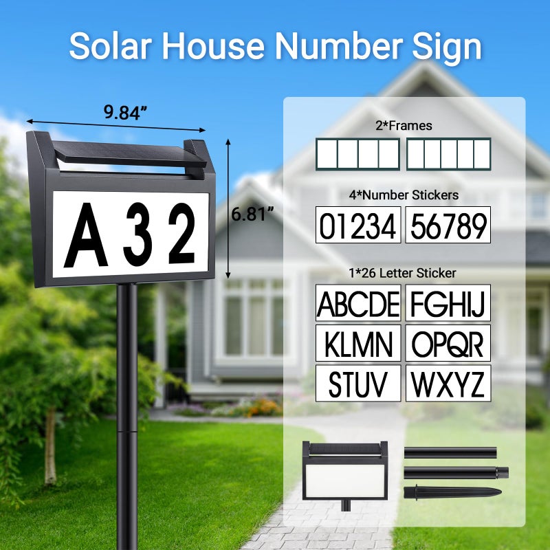 deerdance Solar House Number Sign, deerdance LED Illuminated Outdoor Address Plaque with Smart Control, 3-Color in 1 Waterproof Solar Powered House Number Light with Stakes for Outside Home, Yard, Street, House - Image 5